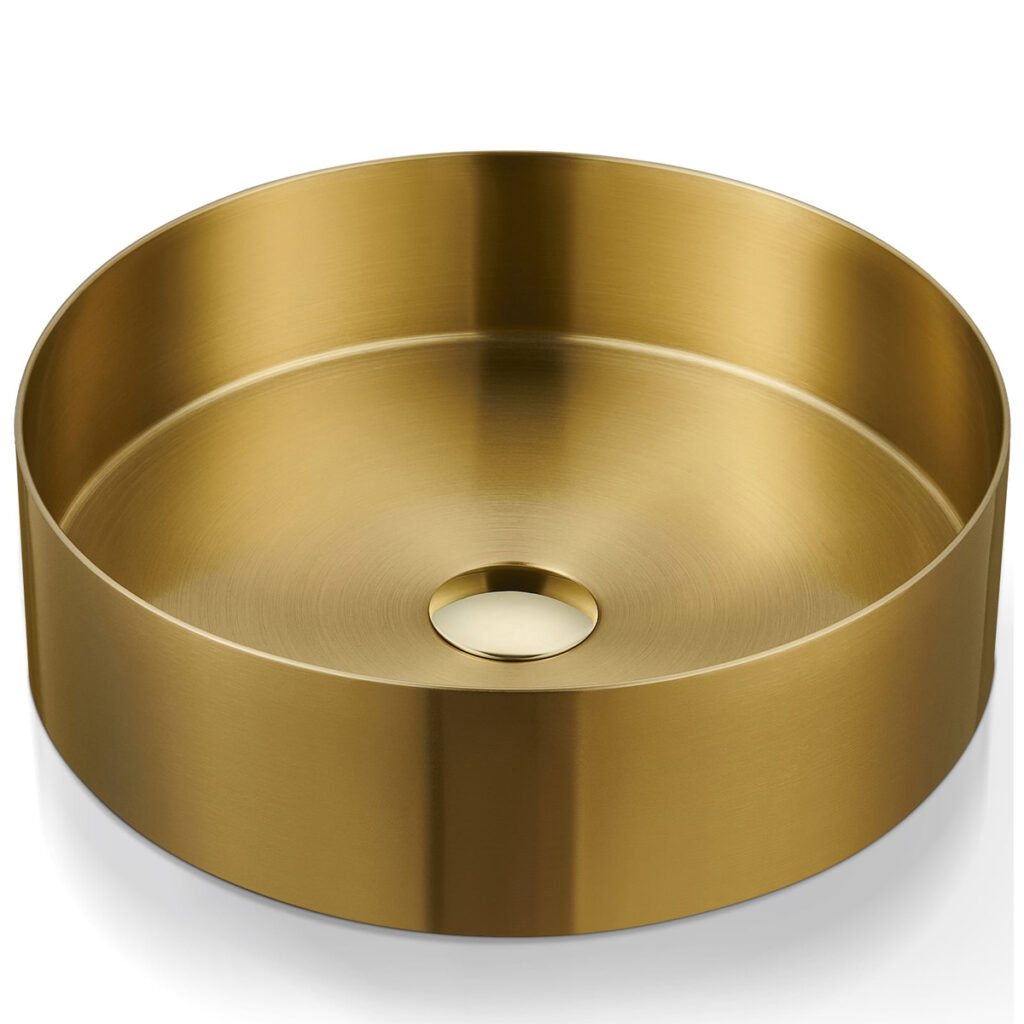 Lavello da appoggio in acciaio inox, lavabo rotondo da bagno 15 Lavandino da bagno rotondo